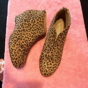 Cheetah print wedge bootie